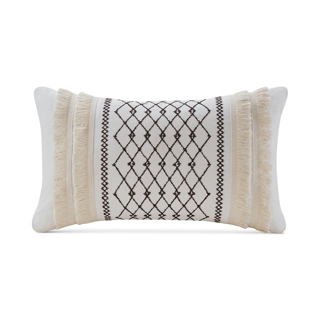 INK+IVY Bea 12" x 20" Embroidered Oblong Decorative Pillow