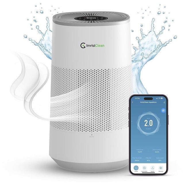 Air Purifier and Humidifier Combo All in One for Bedroom - Quiet 2 in 1 Smart Air Humidifier and Purifier for Home - Use Year-round for up to 1100 sq ft - InvisiClean AquaNova