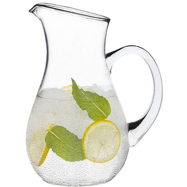 Gift Essentials Glass Pitcher with Spout – 50 oz Clear Glass Belly Pitchers – Elegant Serving Carafe for Water, Juice, Sangria and Cocktails – Crystal-Clear Glass Pitcher – Dishwasher Safe