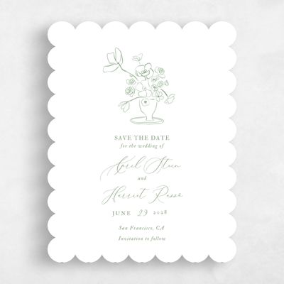 Green Scalloped Wedding Save the Date - Keole Portrait