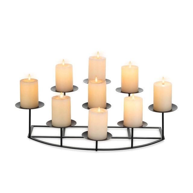 Candeldo Candelabra Fireplace Candle Holder: Black Metal Pillar Candle Holders for Inside Fireplace Mantle Decor Floor Candelabras Table Centerpiece Large