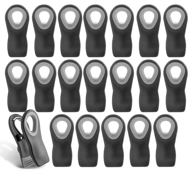 COOK WITH COLOR 20 Pc Bag Clips with Magnet- Food Clips, Chip Clips, Bag Clips for Food Storage with Air Tight Seal Grip, Snack Bags and Food Bags (Black)