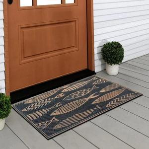 A1HC Rubber Pin Welcome Door Mats, Hand Finished, Non-Slip Backing Rubber, Heavy Duty Floormats - 18"X30" - Nautical Fish