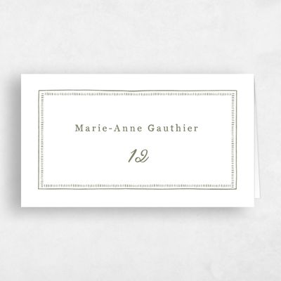 Khaki Green Wedding Place Card - Martinique