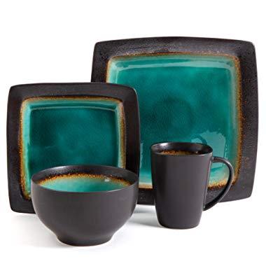 Gibson Elite Ocean Paradise 16-Piece Dinnerware Set, Jade