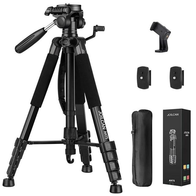 JOILCAN Tripod Camera Tripods, 74" Tripod for Camera Cell Phone Video Recording, Heavy Duty Tall Camera Tripod Stand, Professional Travel DSLR Tripods Compatible with Canon iPhone, Max Load 15 LB