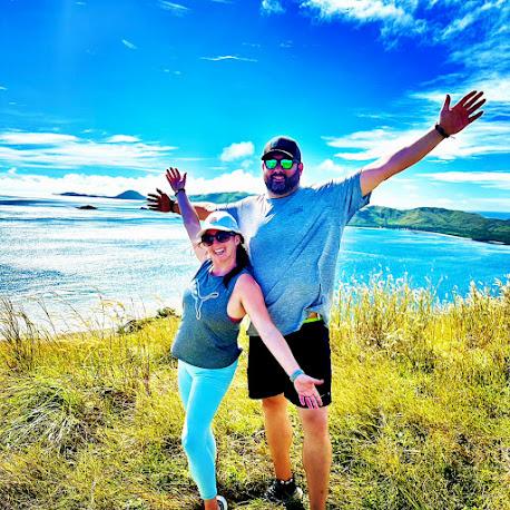 Two hour hike helping each other to the top as a team at Coconut Beach Resort, Fiji