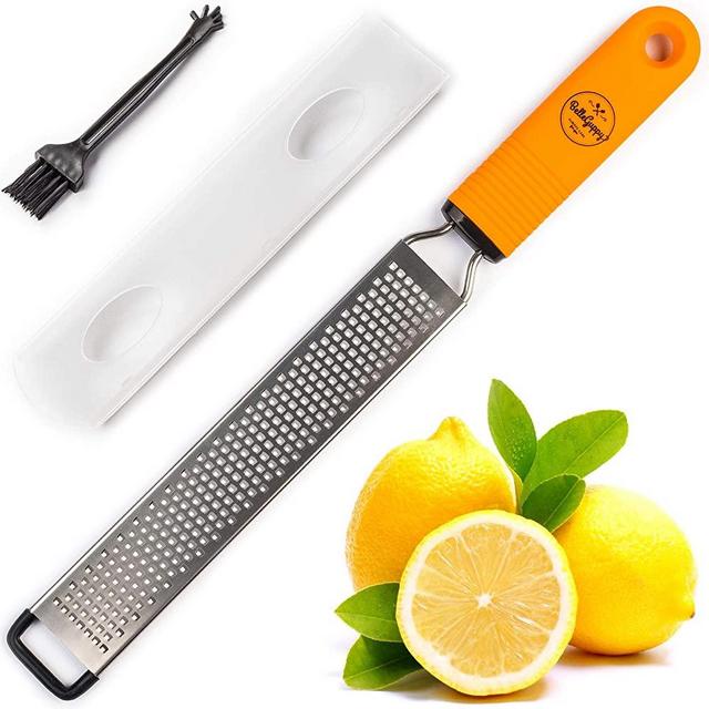 BelleGuppy Lemon Zester & Cheese Grater, Professional Zesting tool for Parmesan, Citrus, Ginger, Nutmeg, Garlic, Chocolate, Fruits, Razor-Sharp Stainless Steel Blade Protective cover, Dishwasher Save