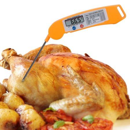 Digital Instant Read Meat Thermometer w/ Probe for Food Cooking Kitchen BBQ Grill Smoker Orange