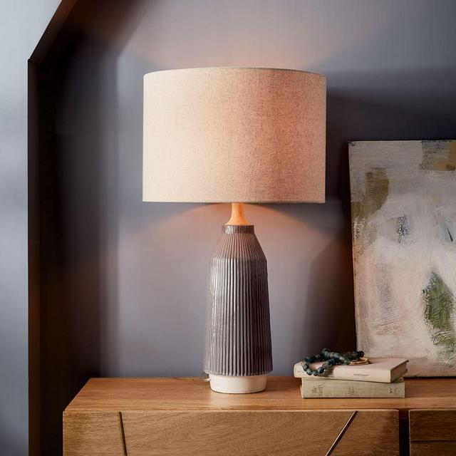 Roar + Rabbit Ceramic Table Lamp, Warm Gray, Tall + Narrow, Set of 2