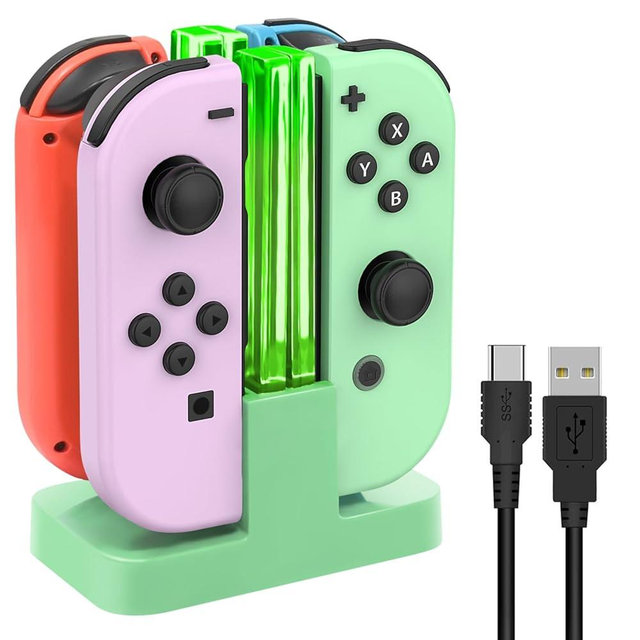 Charging Dock Replacement for Switch & Switch OLED for Joy-Cons, Charging Station with USB-C Cord - Green
