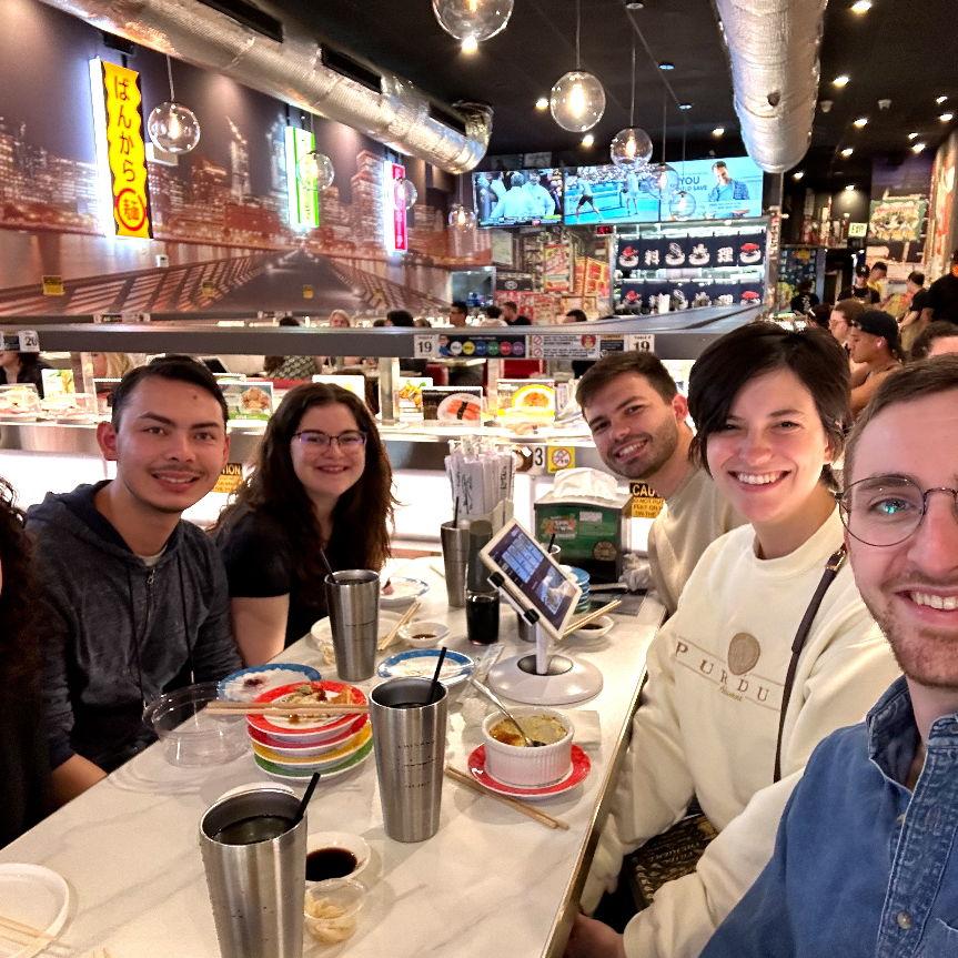 Rotary sushi in Chicago with friends