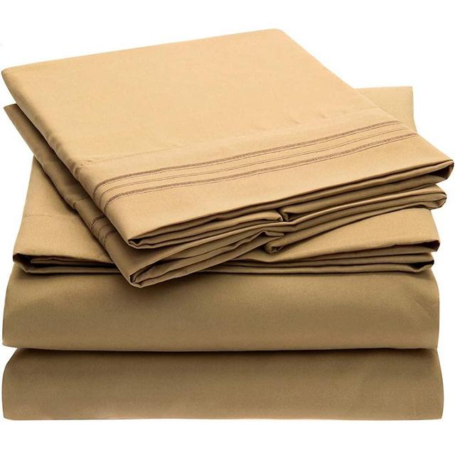Mellanni Bed Sheet Set - Brushed Microfiber 1800 Bedding - Wrinkle, Fade, Stain Resistant - 4 Piece (King, Gold)