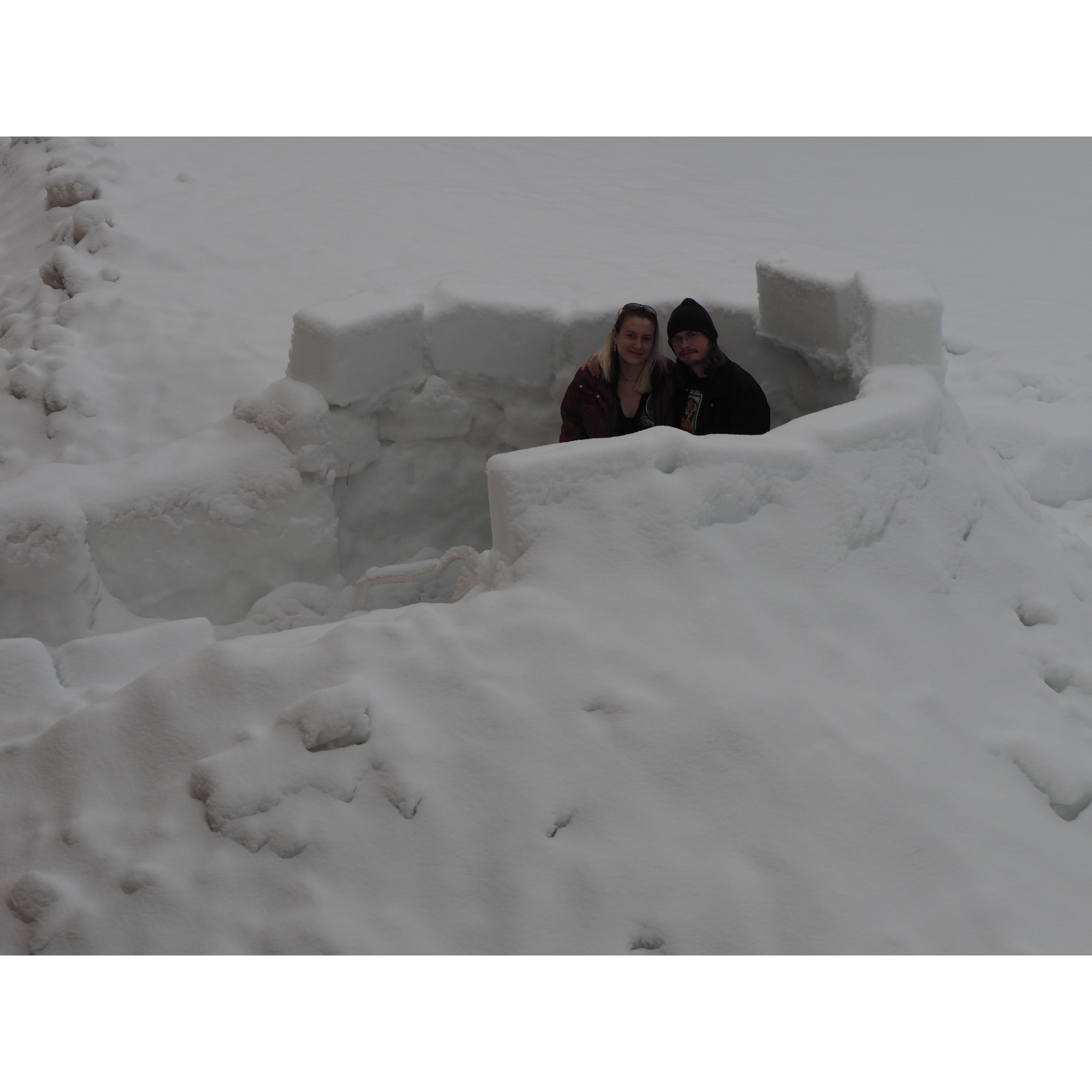 Our first winter in Pagosa making an igloo