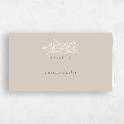 Canvas Tan, Brown Wedding Place Card - Yolande