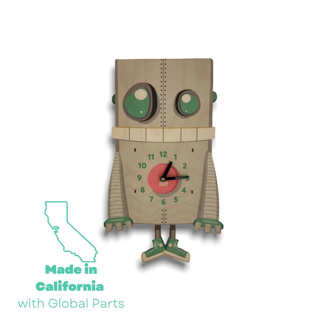 Robot Pendulum Clock | Kids Clock | Robot Wall Decor | Kids Room Decor | Robot Art | Wooden Robot Clock | Boy Nursery Decor | Robot Gift