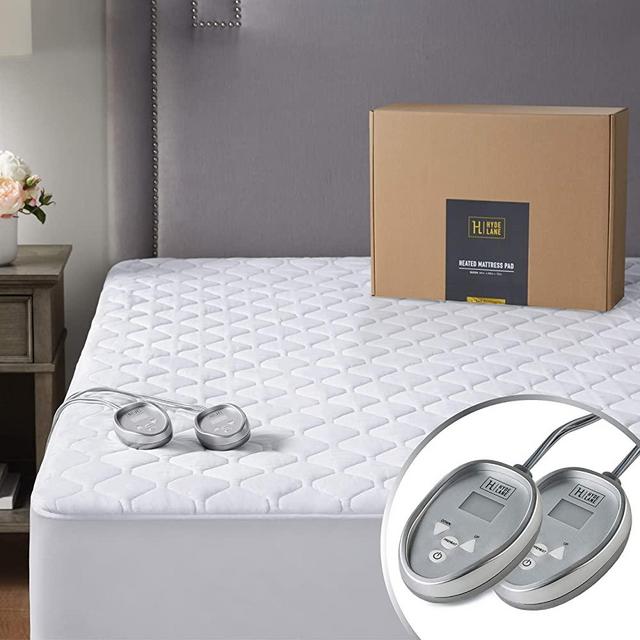 Premium Heated Mattress Pad Queen Size 60x80 | Quilted Cotton Heated Mattress Pad with 20 Heat Setting Dual Controller & Auto Shut Off | Relieve Sore Muscles/Joints