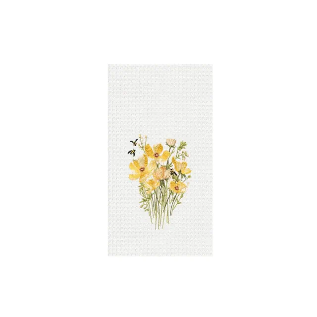 C&F Home Honey Bee and Yellow Floral Flowers Spring Dishtowel Home Kitchen Drying Dish Towel All Seasons Summer Decor Decoration