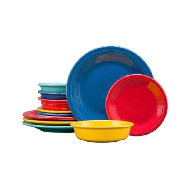 Vibrant Classic Rim 12-Piece Dinnerware Set, Service for 4