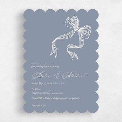 Blue Scalloped Wedding Wedding Shower Invitation - Lecco Portrait