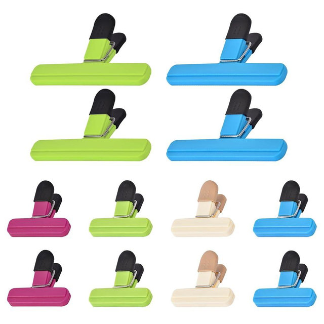 Zhtulck 12 PCS Chip Clips Bag Clips Food Clips for Bags Sealing Clip Large Size Food Bag Clips for Food Storage Kitchen and Home（6.1in x4，3.07in x8）