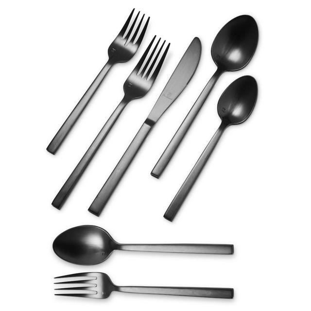 Fortessa Arezzo Brushed Black 42-Piece Flatware Set