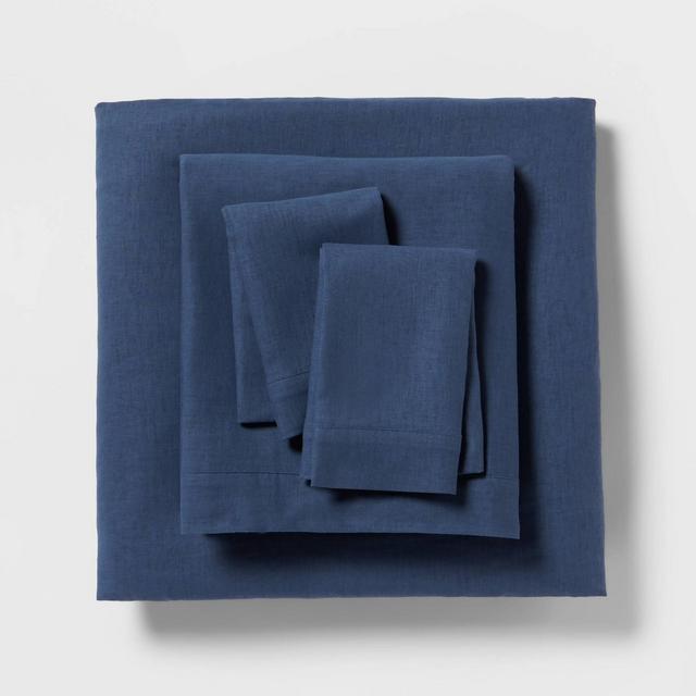 Linen Blend Sheet Set (Cal King) Metallic Blue - Threshold™