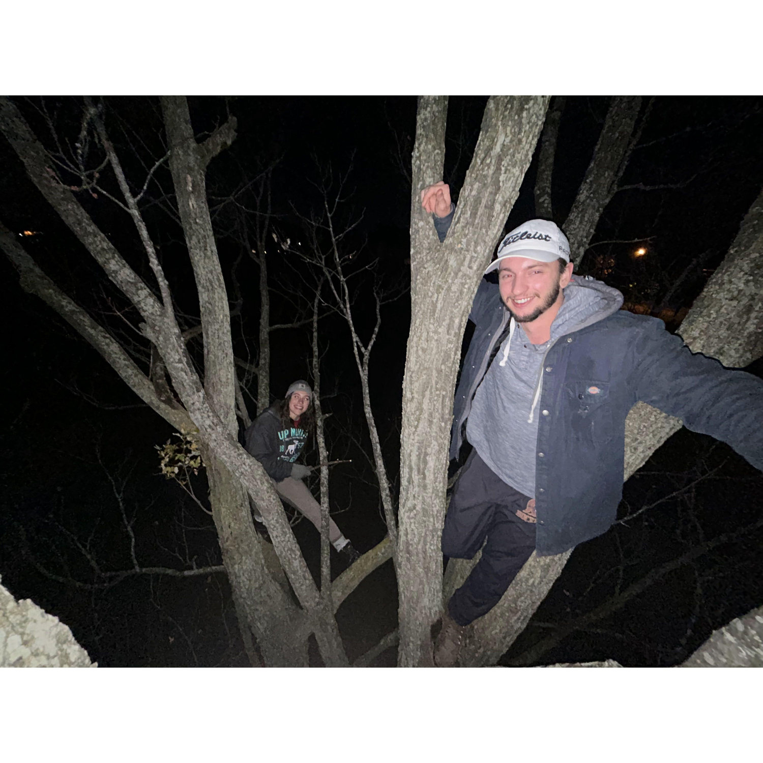 We decided to go on a night time walk with Maison and we ended up climbing trees.