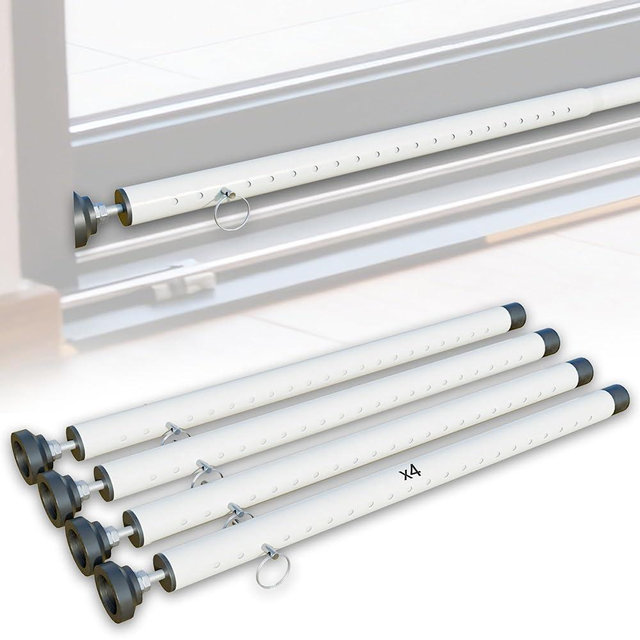 Sliding Door Lock Rods, 4-Pack Set 17-50 Inch Adjustable Door & Window Safety Rods Sliding Door Security Bar Locks with Rubber Tips, Window Lock Bars for Home, Apartment, Travel & Patio （White）