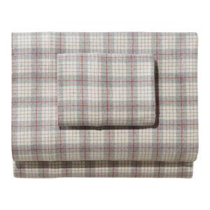 Heritage Chamois Flannel Sheet Collection, Plaid KING Grey Heather Plaid