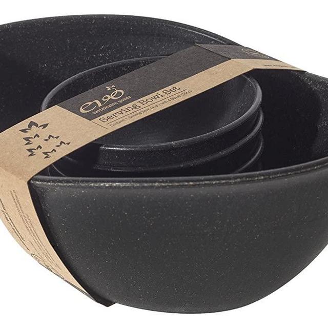 EVO Sustainable Goods Four Piece Serving Bowl Set, Black