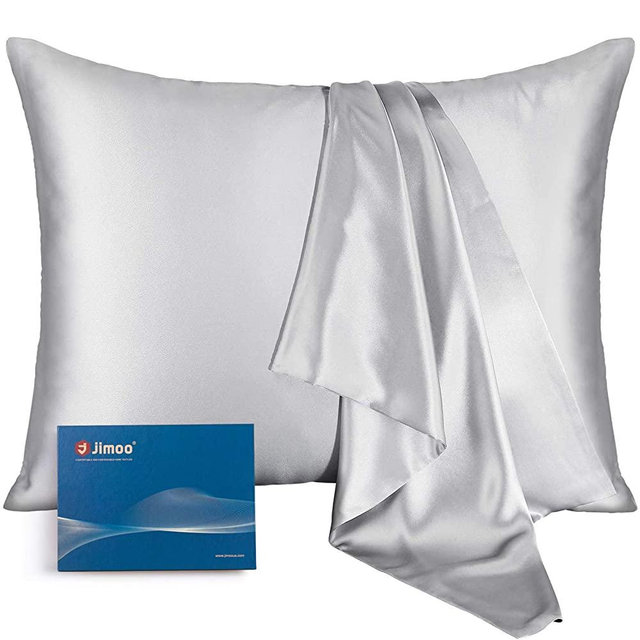 Natural Silk Pillowcase, for Hair and Skin with Hidden Zipper,22 Momme,600 Thread Count 100% Mulberry Silk, Soft Breathable Smooth Both Sided Silk Pillow Cover(Silver Grey, Queen 20''×30'',1pcs)