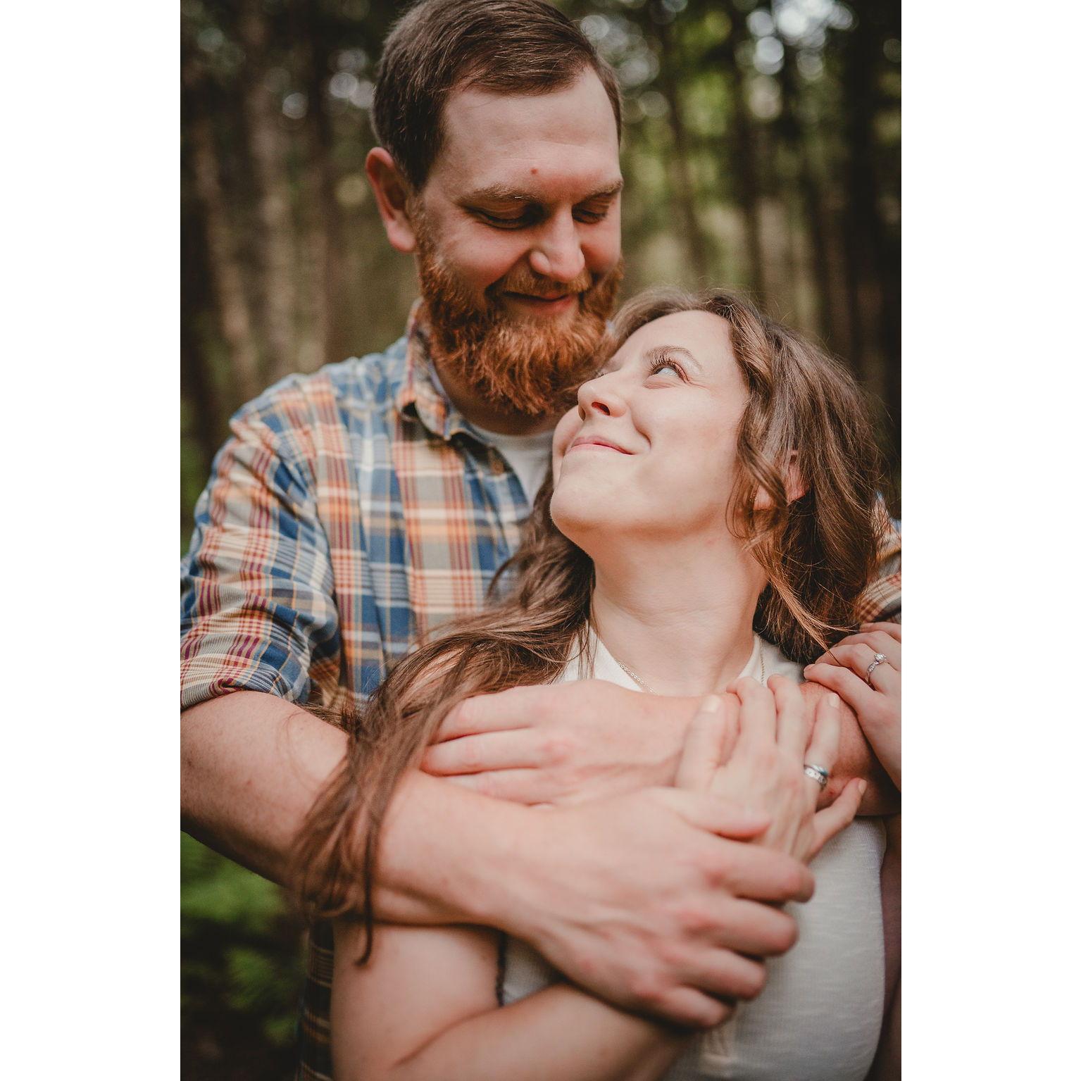 Engagement photos taken on the White Cedar Segment of the Ice Age Trail at the Rice Lake Preserve in June 2025 by the fabulous Sara Griena: AnaFinn Photography, www.anafinnphotography.com