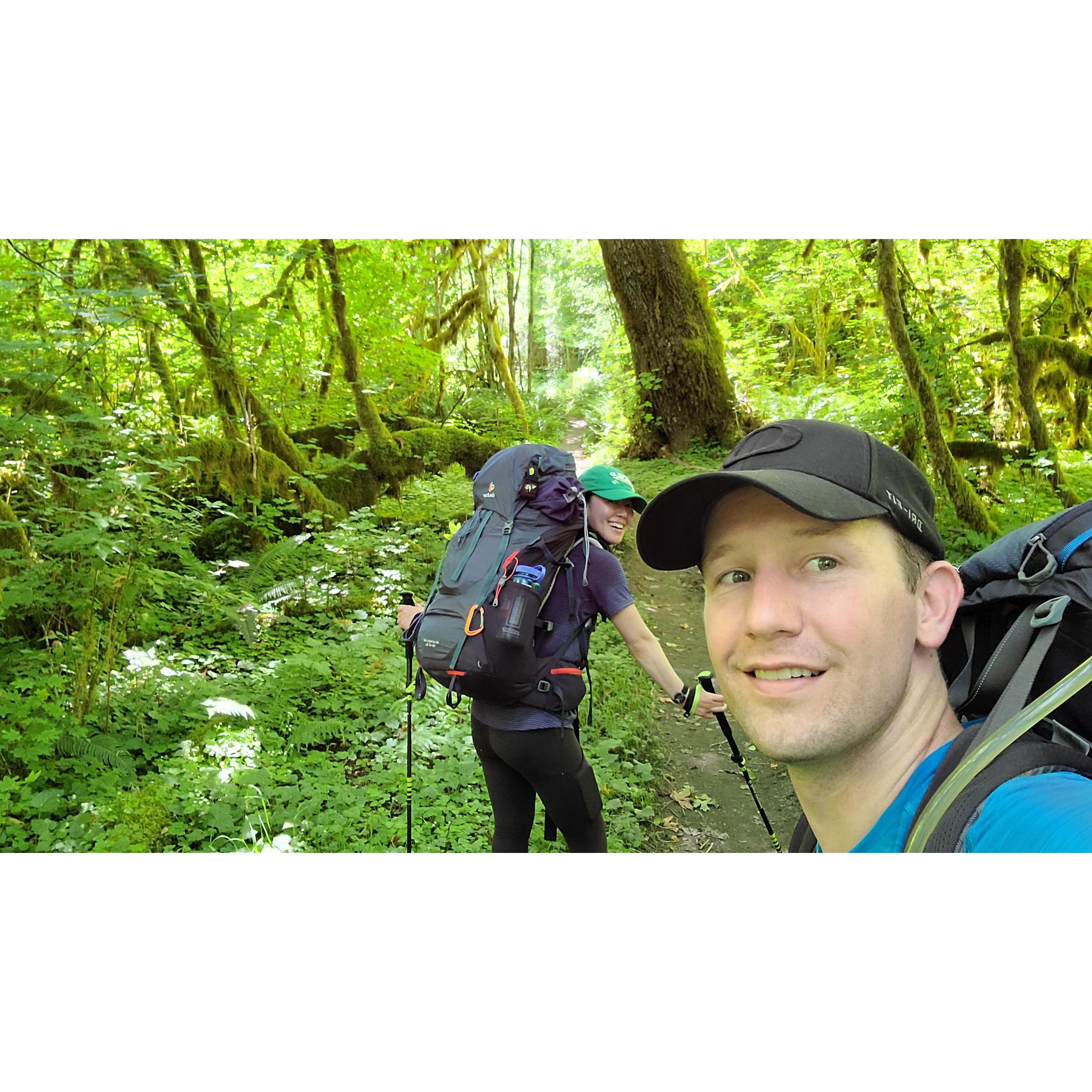 Just before Ashley got heatstroke in the Hoh rainforest