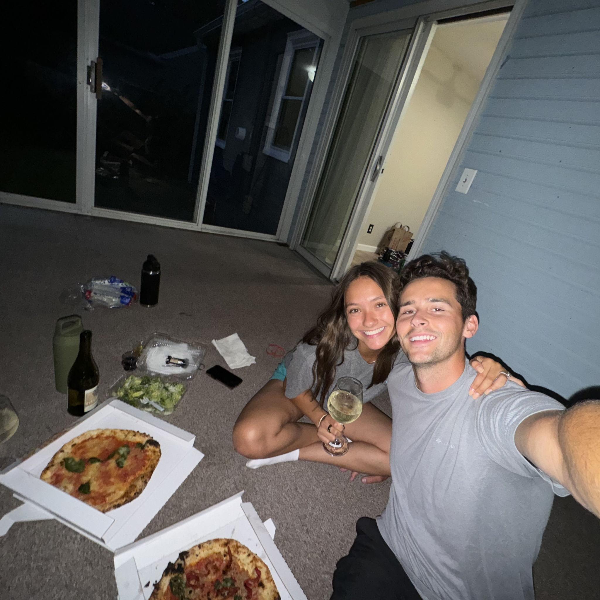 Pizza and wine to celebrate our new house!