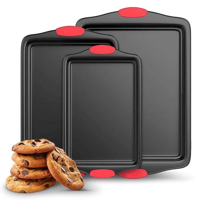 Cheer Collection Baking Pan Set – 3 Piece Non Stick Bakeware Set for Oven, Non Toxic Baking Trays for Cooking, Large Oven Pans, Durable Baking Sheets for Roasting, Cookies, and More