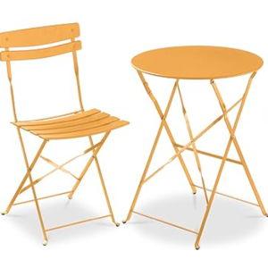 Best Choice Products 3-Piece Bistro Set, Space Saving Folding Design, Solid Steel, Outdoor Patio Furniture Set w/ 2 Chairs, Bistro Table - Marigold