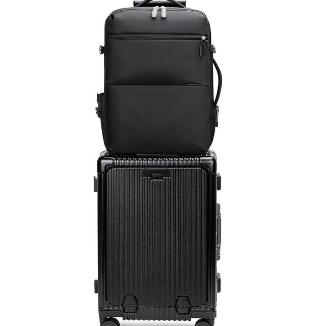 feilario 2 Piece Set 20in Aluminium Frame Hardside Expandable Spinner Wheel Luggage, Built-In TSA lock Carry on Suitcase with Cup Holder & USB Port & Phone Holder