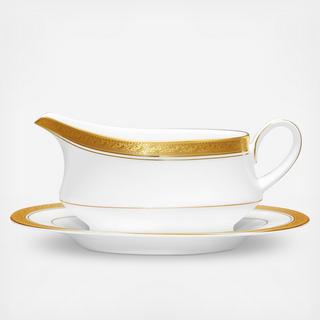 Crestwood Gold Gravy Boat with Tray