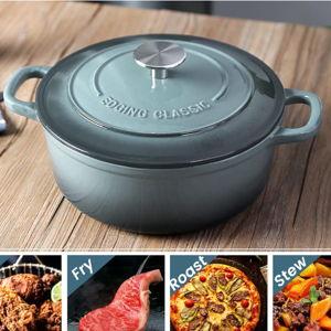 Enameled Cast Iron Round Dutch Oven with Lid Dual Handle Pot Bread Ovens, 7 Quart, Slateblue