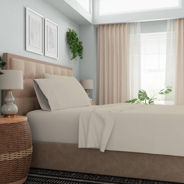 Full 1200 Thread Count Cotton Rich Sateen Sheet Set Beige - Color Sense