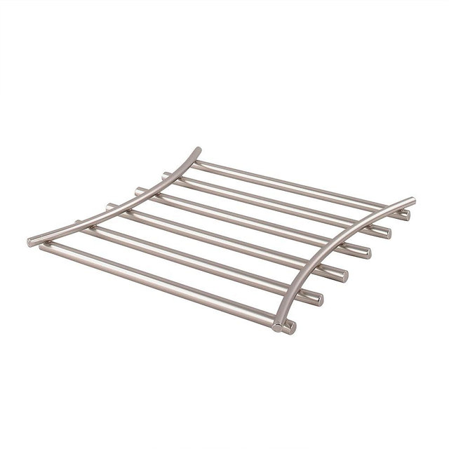Spectrum Trivet for Hot Dishes Pots and Pans Heat Resistant Protector for Kitchen Counter Dining Tables, Large 8 Inch Square Decorative Metal Trivet Countertop Hot Pot Plate Dish Holder, Satin Nickel