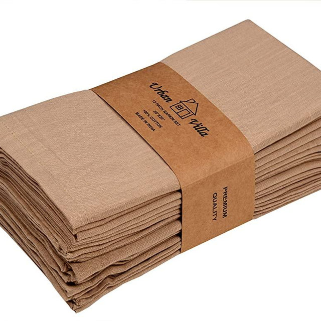 Solid Slub Taupe Color,Dinner Napkins, Everyday Use, Premium Quality,100% Cotton Slub, Set of 12, Size 20X20 Inch, Over Sized Cloth Napkins with Mitered Corners, Ultra Soft, Durable Hotel Quality
