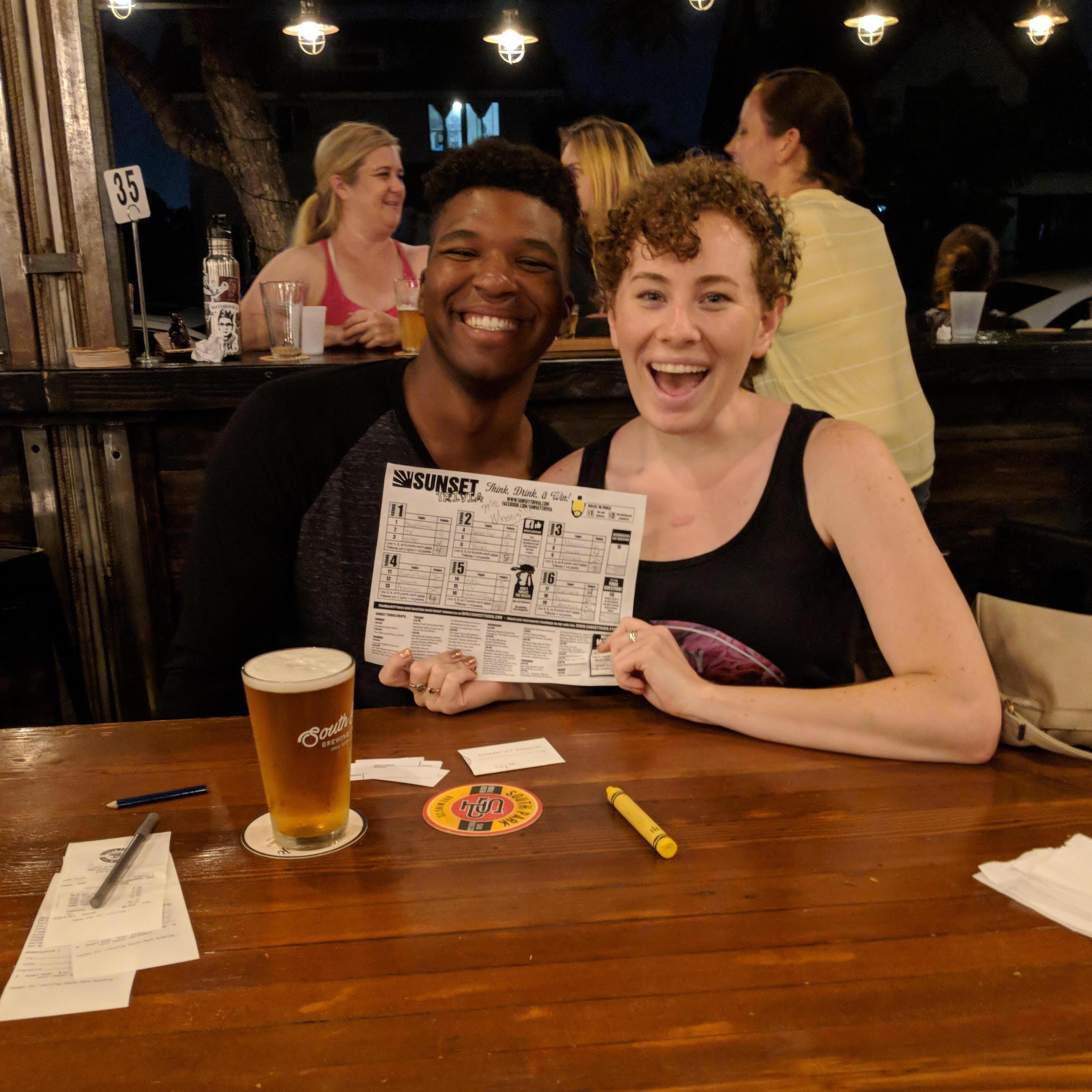 Seriously one of our biggest accomplishments to date... Winning Trivia!!