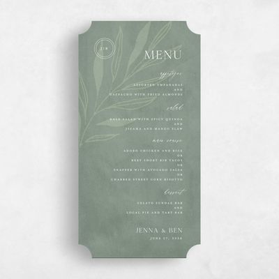 Green Ticket Wedding Menu - Castille