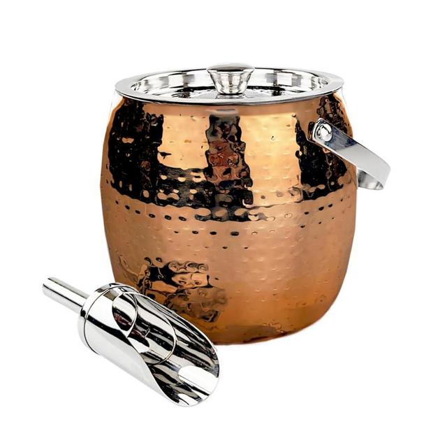 BREKX 3QT Insulated Ice Bucket with Lid and Scoop for Parties - Sweat-Free Wine Chiller/Champagne Bucket for Cocktail Bar, Rose Gold