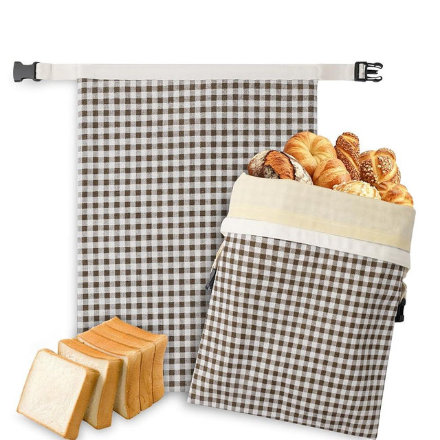 2-Pack Reusable Beeswax Bread Bags for Sourdough, Natural Linen Bag for Homemade Bread，Extend the insurance period(Coffee)