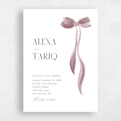 Dusty Rose, Pink Wedding Invitation - Brienno Portrait