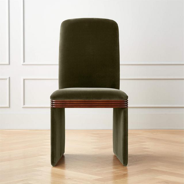 Green Velvet & Wood Dining Chair from CB2