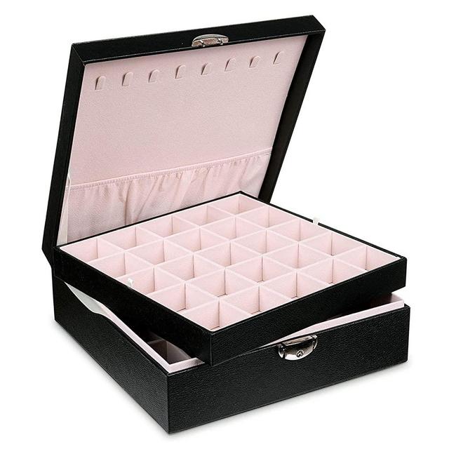 misaya Earrings Jewelry Box Women 50 Slots Jewelry Organizer, Birthday Gifts, Earring Holder Organizer for Earrings Rings Necklace, Black